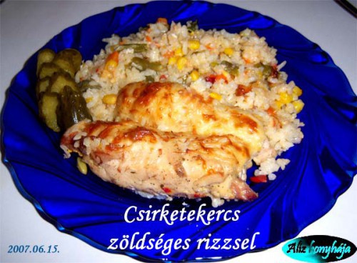 Csirketekercs zöldséges rizzsel