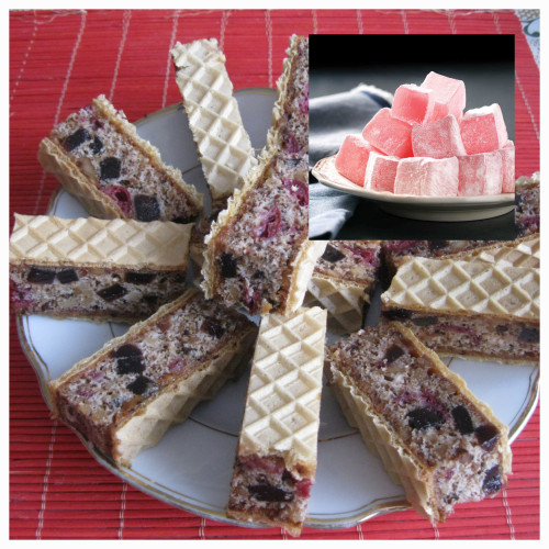 Teufelschnitte mit Oblaten,Nuß,Lokulum,Kirsche